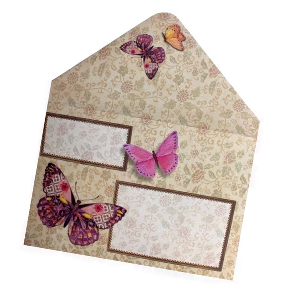 Punch Studio Single Gold Foil Fancy Note Card ~ Pink Butterfly Shaped 64538 - Picture 4 of 7